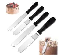 KASESSS 4 Pièces Spatule Pâtisserie Coudée 6/8 Pouce en Acier Inoxydable pour Glaçage, Lissage Gâteau, Pâte à Sucre et Crêpe