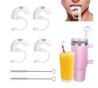 KASESSS 6 Pièces Anti Wrinkle Straw Bouchon, Silicone Anti Paille Bouchon, Paille Plastique Bouchon, Paille Reutilisable Bouchon, avec Brosse de Nettoyage, Design Courbé, Convient aux Coupes Stanley
