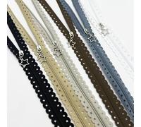 KASESSS 6 Pièces Nylon Fermeture Éclair, 40cm Universelle Fermeture Éclair à Sens Unique, Zipper de Remplacement Ajouré en Forme d'Étoile pour Vêtements, Vestes, Couture Artisanat, Six Couleurs