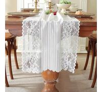 KASESSS Artistique Chemin De Table, Romantique Ajouré Floral Chemin De Table Blanc Dentelle pour DéCoration Mariage FêTe Bapteme Anniversaire DéCor Saint-Valentin Rustique 45x160cm
