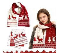 KASESSS Cadeaux Noel Echarpe Femme Hiver, Tricotées Double Face Pour Renne Sapin De Noël, Secret Santa Cadeau Echarpes Et Foulards Femme Pour Elle Maman Adolescentes Festif Chaud Echarpe Noel
