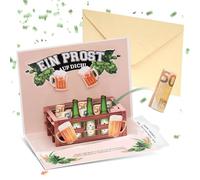 KASESSS Carte Pop-up 3D pour Anniversaire de Bière, Porte-Monnaie pour Cartes d'Anniversaire, Carte Anniversaires Homme la Fête des Pères, Espèces Cadeau pour Anniversaires Frère Ami Amateur de Bière