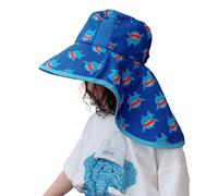 KASESSS Chapeau Anti UV Enfant Requin, Chapeau de Soleil Enfant Unisexe, Casquette Protège-Nuque Enfant Respirant, Casquette Piscine Enfants pour Plage Piscine pour Filles Garçons (Bleu)