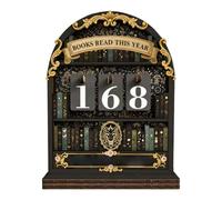 KASESSS Compteur de Livres lus Cette Année, Rétro Panneau de Contrôle de Lectures, Décoration en Bois pour Bibliothèque avec Trois Jeux de Cartes Numérotées pour Coin D'Étude Lecteur, Cadeau, Noir