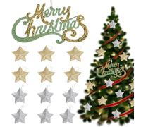 KASESSS Decoration Noel Sapin, 1Pcs Panneau Alphabet et 12Pcs 3D Etoile, Brillant Decoration Sapin de Noel, Belles Deco Sapin de Noel, Délicat Boule de Noel pour Sapin,Suspendre Ornement Sapin de Noel