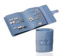 KASESSS Pochette Bijoux Voyage, Trousse Bijoux Voyage Cuir PU, Pliable Pochettes Rouleaux à Bijoux, Pochette a Bijoux, Trousse à Bijoux de Voyage Un Petit Livre pour Boucles d'Oreilles de Rangement