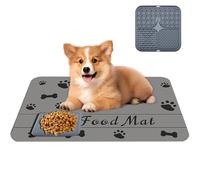 KASESSS Tapis Gamelle Chien 30x50cm Et Tapis De LéChage Chien Ensemble, SéChage Rapide Absorbant AntidéRapant Tapis-Gamelle De Chiens Et Chats Facile à Nettoyer Accessoire pour Animal, Gris