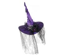 KASFDBMO Chapeau de sorcière en dentelle plissée multi-usage pour Halloween, cosplay, réunions sur le thème et chapeau de sorcière avec élastique