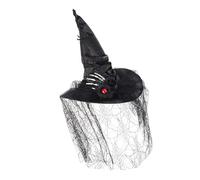 KASFDBMO Chapeau de sorcière en dentelle plissée multi-usage pour Halloween, cosplay, réunions sur le thème et chapeau de sorcière avec élastique