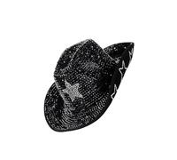 KASFDBMO Chapeau Fedoras à strass scintillants pour adulte Motif étoile scintillante Top Caps Party Costume Couvre-chef pour diverses occasions Chapeau en strass, Noir , Taille unique