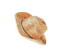 KASFDBMO Chapeau Fedoras à strass scintillants pour adulte Motif étoile scintillante Top Caps Party Costume Couvre-chef pour diverses occasions Chapeau en strass, doré, Taille unique