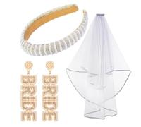 KASFDBMO Ensemble de boucles d'oreilles en perles artificielles pour fête de mariage - Élégant serre-tête pour enterrement de vie de jeune fille