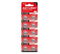 KASFDBMO Lot de 10 piles bouton AG7 LR57 LR927 395 SR927W SR57 SR927 V399 D399 GP399 SR927PW SR327W 395/399 pour télécommande de montre