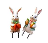 KASFDBMO Lot de 2 décorations de jardin colorées en forme de lapins - Décoration de cour - Décoration de jardin pour le printemps - Résistant aux intempéries