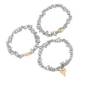 KASFDBMO Lot de 3 bracelets élastiques avec pause Doscatine Or Argenté Bijoux Empilables pour Femmes Design Art Irrégulier Art Léger CCB Stretch Alliage, One Size, Comme décrit ci-dessus
