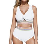 KASFDBMO Maillot de bain taille haute pour femme - Maillot de bain push-up deux pièces - Maillot de bain pour femme - Maillot de bain pour femme - Taille haute