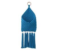 KASFDBMO Panier mural en macramé tissé à la main avec pompons pour fermes, chambre à coucher, chambre d'enfant, mariage, fête, décoration murale