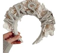 KASFDBMO Serre-tête de mariée avec perles pour enterrement de vie de jeune fille