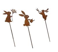 KASFDBMO Statuette de lapin rouillée sur piquet de Pâques avec une belle apparence pour intérieur et extérieur, fournitures artisanales, décoration de jardin de Pâques