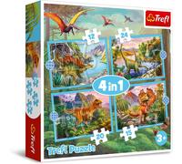 KASFL-Dinosaures Uniques-Puzzle 4 En 1,4 Puzzles,De 12 À 24 Eléments-Puzzle Avec Dinosaures,Différents Niveaux De Difficulté,Divertissement,Pour Enfants À Partir De 3 Ans