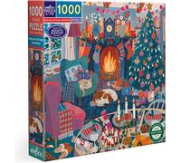 KASFL--English Cottage Christmas-Puzzle 1000 Pièces En Carton Illustrant Un Cottage Anglais Animé Par La Magie De Noël-Dimensions 58.5X58.5 Cm