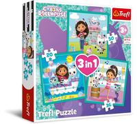 KASFL-Gabby'S Dollhouse,Activités De Gabby-Puzzle 3En1,3 Puzzles,De 20 À 50 Pièces-Puzzles Colorés Avec Personnages De Bande Dessinée,Loisir Pour Les Enfants À Partir De 3 Ans