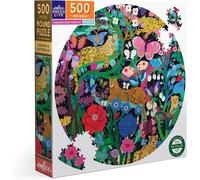 KASFL--Jaguars And Butterflies-Puzzle Rond 500 Pièces En Carton-Puzzle Rond Coloré 500 Pièces-Pzfjgb