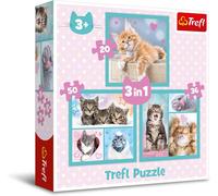 KASFL-Les Animaux Doux-Puzzle 3En1,3 Puzzles,De 20 À 50 Éléments-Puzzle Coloré Avec Les Animaux,Chats,Collage,Différent Niveau De Difficulté,Divertissement Créatif