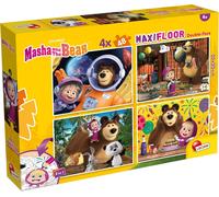 KASFL-Lisciani-Masha Et Michka Puzzle Maxifloor-4X48 Pièces-Pour Enfants Dès 4 Ans-25X35Cm-4 Puzzles Masha And The Bear Avec Double Face À Colorier-Développe Réflexion Et Dextérité