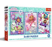 KASFL-Puzzle 3 En 1 : Gabby'S Dollhouse,Des Journées Pleines De Couleurs De Gabby-3X80 Pièces,Ensemble De Trois Puzzles Pour Les Enfants À Partir De 5 Ans