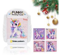 KASFL-Puzzle 3D Rotatif 16 Pièces Pour Enfants,Puzzle Rotatif 4 En 1,Jeux De Patience,Jouets Éducatifs,Jouets De Motricité,Puzzle Rotatif Pour Enfants De 3 4 5 6 Ans (Licorne)
