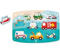 KASFL-Puzzle À Boutons Véhicules De Secours-Pour Enfants 2 Ans Et Plus-10 Pièces Colorées Pour La Motricité Fine Et L'Observation-Puzzle Bois Avec Boutons Faciles À Attraper-Thème Des Secours