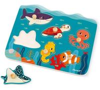 KASFL-Puzzle À Encastrement En Bois Premier Age Animaux Marins 6 Pièces-Jouet D'Eveil-Apprentissage Motricité Fine-Partenariat Wwf-Certifié Fsc Et Peint À L'Eau-Dès 18 Mois,J08619