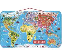 KASFL-Puzzle Carte Du Monde Magnétique En Bois-92 Pièces Aimantées-70X43 Cm-Version Française-Jeu Éducatif Dès 7 Ans,J05500 Argent Métallique