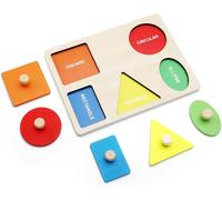 KASFL-Puzzle En Bois Puzzle Géométrique Montessori En Bois Dès 1 An Jouet Pour Apprendre Les Couleurs Et Les Formes Jouet Éducatif Adapté Aux Bébés Tout-Petits Enfants