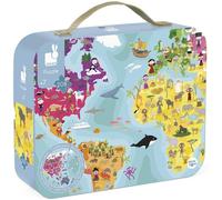 KASFL-Puzzle Enfant Monde 208 Pièces-Recto/Verso-Jeu Educatif Géographie-Apprentissage Motricité Fine Et Concentration-Dès 7 Ans,J02655