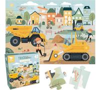 Kasfl-Puzzle Enfant Xl-Truck In The City-Puzzle Géant,69x49cm-48 Pièces-Dès 4 Ans-Puzzle Chantier,Tractopelle,Construction,Camion-Jeu Éducatif-Cadeau Garçon