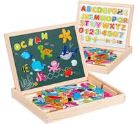 KASFL-Puzzle Magnetique Bois Avec Tableau Double Face Aimanté Pour Enfant 3 Ans Et Plus-130 Pièces