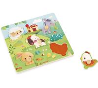 KASFL-Puzzle Tactile En Bois 5 Pièces-Thème Ferme-Puzzle À Encastrement Avec Textures-Jeu D'Eveil Educatif-Toucher,Motricité Fine Et Concentration-Dès 18 Mois,J07129
