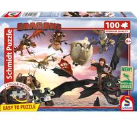 KASFL-Spiele 56547 Dragons,Cavaliers De Dragons En Action,Puzzle Pour Enfants De 100 Pièces En Carton D'Herbe