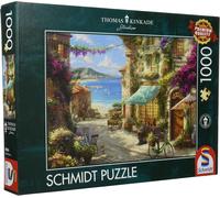 KASFL-Spiele Thomas Kinkade 59624 Puzzle De 1000 Pièces Motif Café Sur La Riviera Italienne Multicolore,Structure En Lin