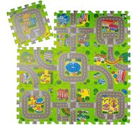 KASFL-Tapis Circuit,9 Pièces De Puzzle,Pour Enfants&Bébés,Sans Polluants,Mousse Eva,90X90 Cm,Coloré
