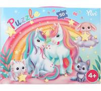 KASFL-Ylvi-Puzzle 50 Pièces,Avec Motif Détaillé De Licorne,Dimensionné Environ 58X40 Cm,Dans Une Valise En Carton Avec Poignée De Transport