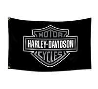 Kasflag Drapeau Davidson de moto (0,9 x 1,5 m, couleurs vives, polyester 150D durable) pour dortoir universitaire (noir)