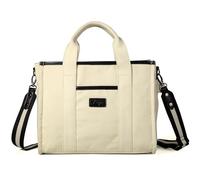 Kasgo Cabas Femme, Moyenne 12,9 Pouces Sac Fourre Tout Zippé en Toile Multi-poches Tote Bag Sac a Main Femmes avec Bandoulière Amovible pour Travail Voyage École 12,5L Blanc