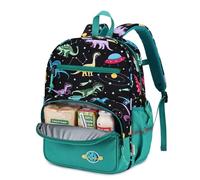 Kasgo Cartable Garçons Primaire, Sac à Dos Enfant 5-8 Ans, Dinosaure Vert | poche isolée en PEVA sans BPA, bande réfléchissante, sangle de poitrine, résistant à l'eau, pour classeurs A4, CP au CE2