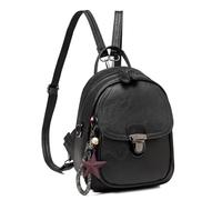 Kasgo Sac à Dos Femmes, Mini Pu Cuir Mode Imperméable Petit Sac a Main Convertible 3 Façons Transporter Filles avec Amovibles Bandoulière Occasionnel Voyage Travail Noir