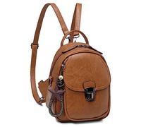 Kasgo Sac à Dos Femmes, Mini Pu Cuir Mode Imperméable Petit Sac a Main Convertible 3 Façons Transporter Filles avec Amovibles Bandoulière Occasionnel Voyage Travail Marron