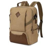 Kasgo Sac à Dos Homme, 2 Compartiments Antivol Sac a Dos Femme Voyage Poches Multiples Vintage 15,6 Pouces Ordinateur Cartable avec Chargement USB Port pour Travail College Affaire Kaki