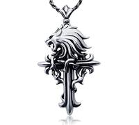 Kashasin Final Fantasy VIII Collier en argent sterling S925 avec pendentif en forme de cœur et de lion endormi, Argent sterling